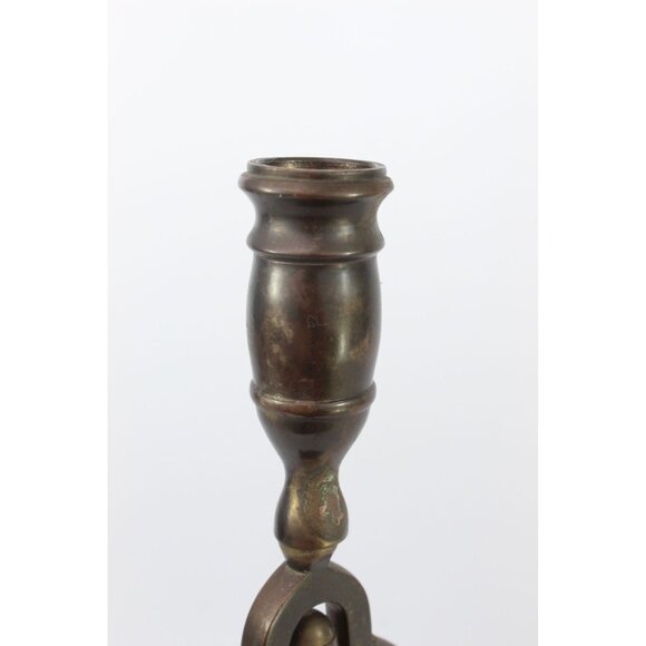 Vintage English Brass Tavern Candlestick Holder with Service Bell, Two Tier - Picture 5 of 10